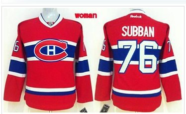 Women's Canadiens #76 P.K Subban Red Home Stitched NHL Jersey
