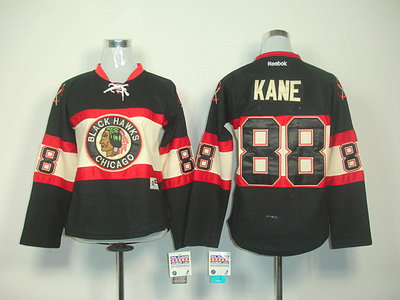 Women Chicago Blackhawks 88 KANE WINTER CLASSIC Black