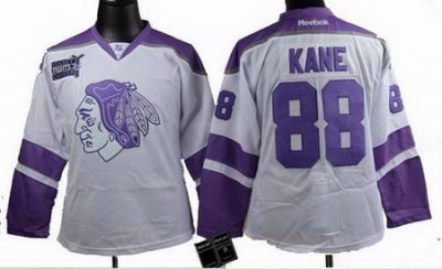 Women Chicago Blackhawks #88 Patrick Kane Fights Cancer white Jerseys
