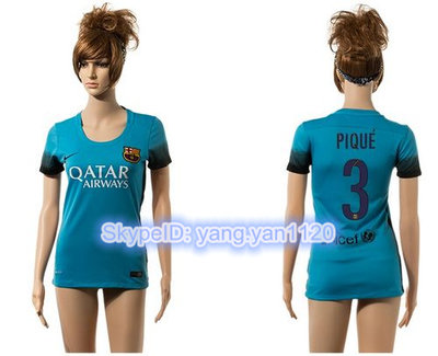 Women's Barcelona #3 Pique Blue Soccer Club Jersey
