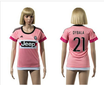 Women Juventus #21 Dybala Pink Soccer Club Jersey