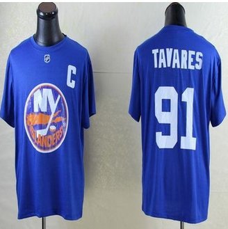 NHL New York Islanders #91 John Tavares Blue T-Shirt