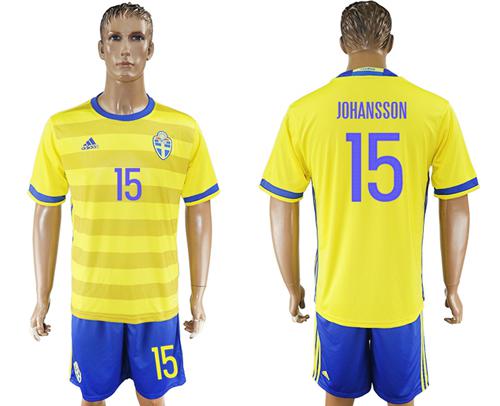 Sweden #15 Johansson Home Soccer Country Jersey