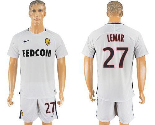 Monaco #27 Lemar Away Soccer Club Jersey