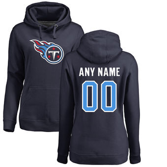 Women's Tennessee Titans Pro Line Navy Any Name & Number Logo Personalized Pullover Hoodie