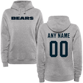 Women's Chicago Bears Steel Custom Name & Number Wordmark Pullover Hoodie