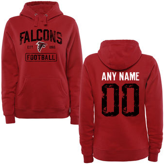 Women's Atlanta Falcons Red Custom Name & Number Pullover Hoodie