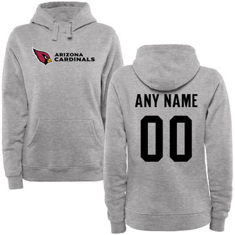 Women's Arizona Cardinals Steel Custom Name & Number Wordmark Pullover Hoodie