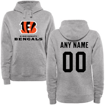 Women's Cincinnati Bengals Steel Custom Name & Number Wordmark Pullover Hoodie