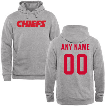 Kansas City Chiefs Steel Custom Name & Number Wordmark Pullover Hoodie