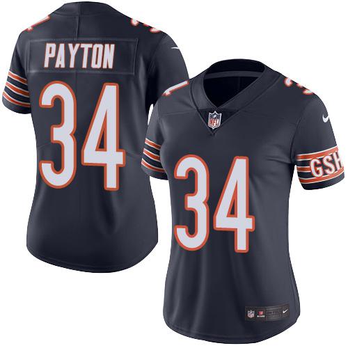 Nike Bears #34 Walter Payton Navy Blue Women's Stitched NFL Limited Rush Jersey