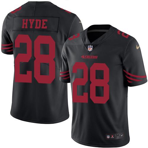 Nike 49ers #28 Carlos Hyde Black Men's Stitched NFL Limited Rush Jersey Nike 49ers #28 Carlos Hyde Black Men's Stitched NFL Limited Rush Jersey