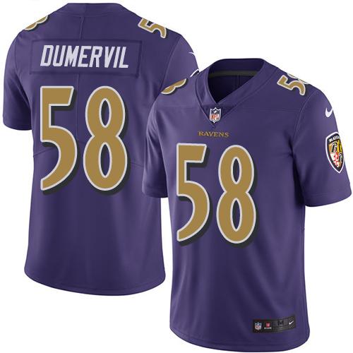 Nike Ravens #58 Elvis Dumervil Purple Men's Stitched NFL Limited Rush Jersey Nike Ravens #58 Elvis Dumervil Purple Men's Stitched NFL Limited Rush Jersey
