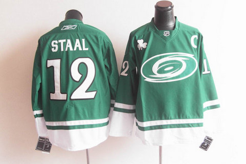 ST PARTYS DAY Carolina Hurricanes 12 STAAL green Jerseys