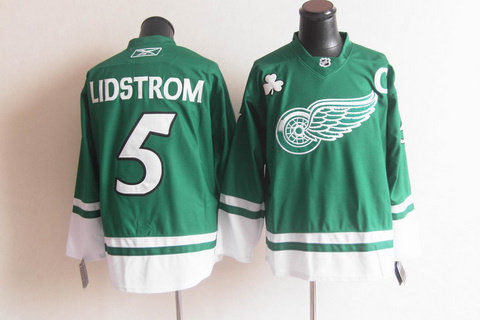 ST PARTYS DAY Deroit Red wings 5 Nicklas Lidstrom green Jerseys