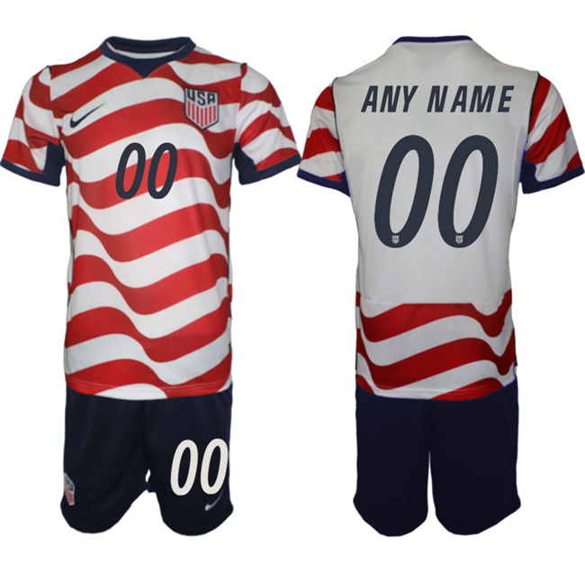 Men's United States Custom White Red 2026 Home Soccer Jersey Suit Men's United States Custom White Red 2026 Home Soccer Jersey Suit