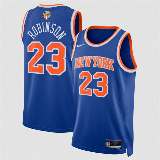 Men's New Yok Knicks #23 Mitchell Robinson Blue 2026 Finals Patch Icon Edition Stitched Basketball Jersey