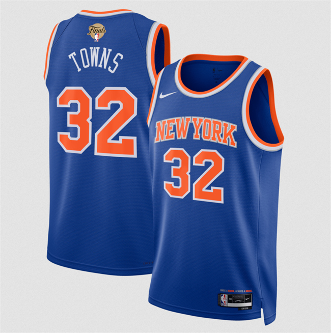 Men's New Yok Knicks #32 Karl-Anthony Blue 2026 Finals Patch Icon Edition Stitched Basketball Jersey
