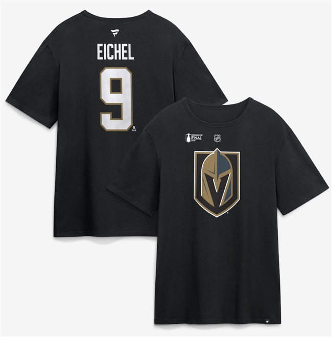 Men's Vegas Golden Knights #9 Jack Eichel Black 2026 Stanley Cup Final Name & Number T-Shirt